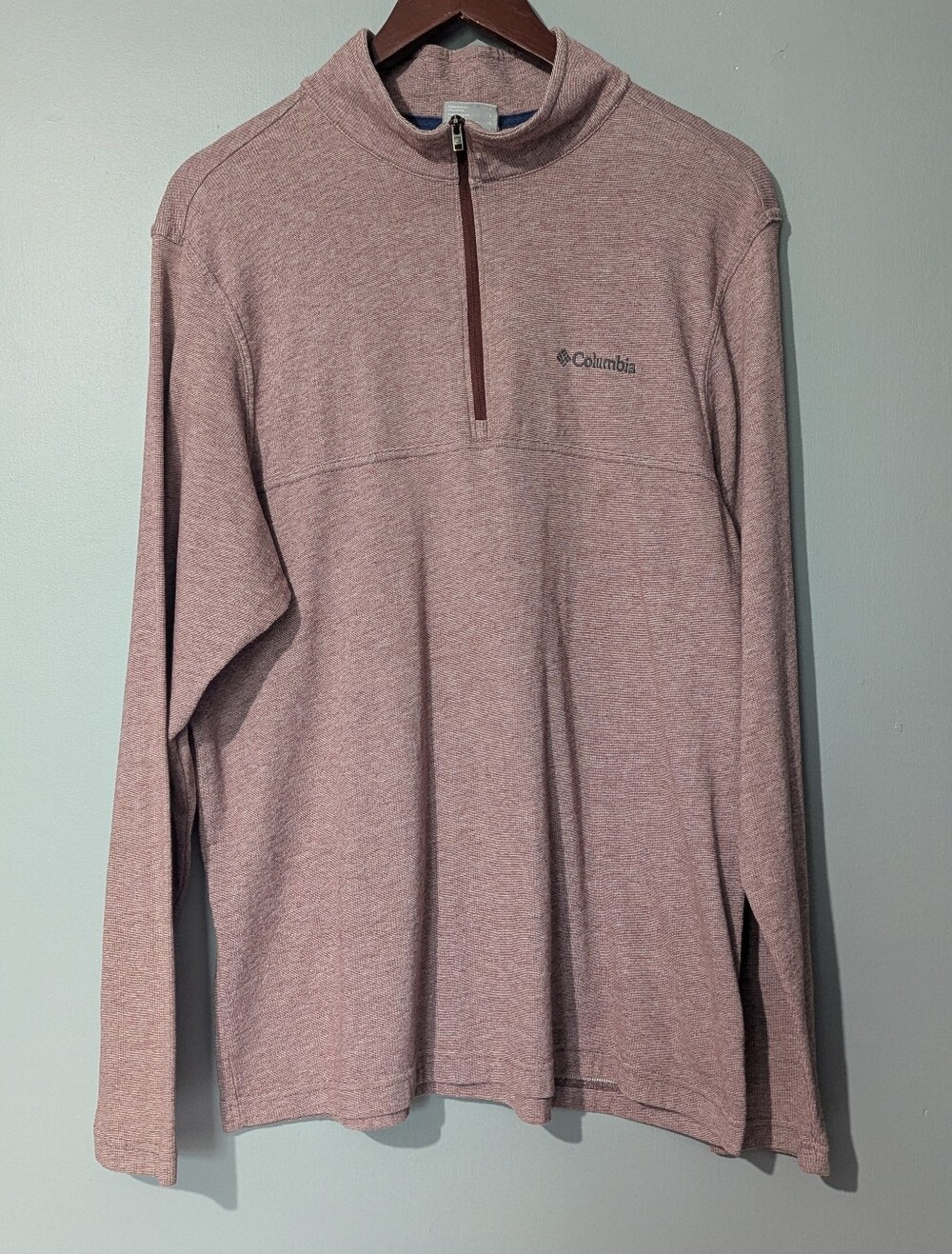 Columbia Men's Burgundy Heather 1/4 Zip Pullover‎ PNW Style Cabincore